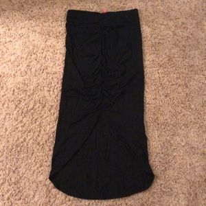 Black cotton midi skirt